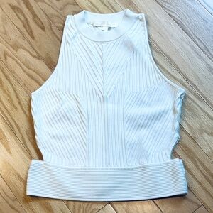 Jonathan Simkhai Ivory White Ribbed Tank Top with Side Cut Outs Sz Med